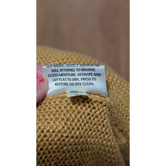 Eileen Fisher Women’s Mustard Yellow Knit Cardigan Sweater, 100% Hemp, Size PM - Picture 6 of 9